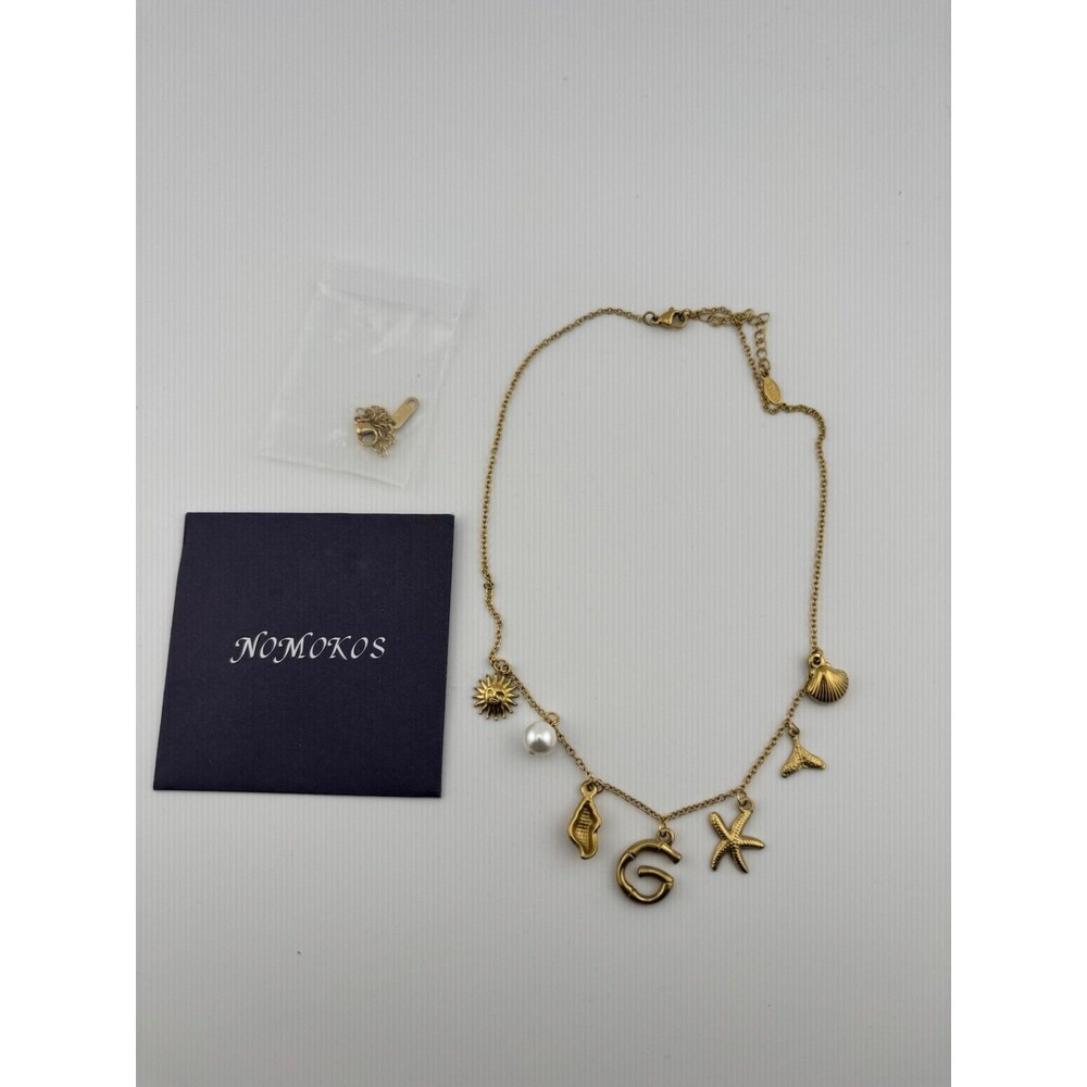 NOMOKOS 18K Gold Filled Initial G Charm Necklace Beach Boho Starfish Shell New
